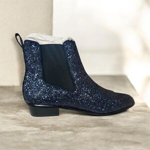 J. Crew Glitter Chelsea Boots Midnight Ankle Boots size 7